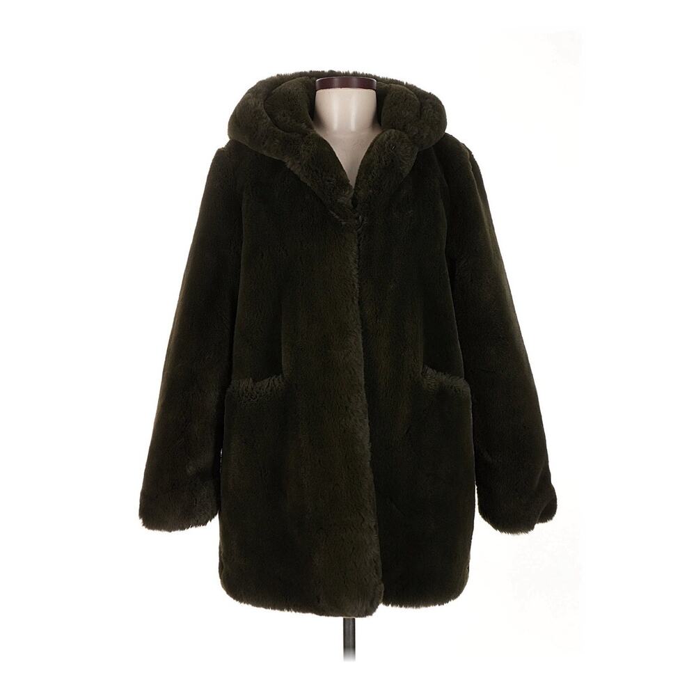 Apparis Faux Fur Hood Marie Khaki Green Olive Coat M